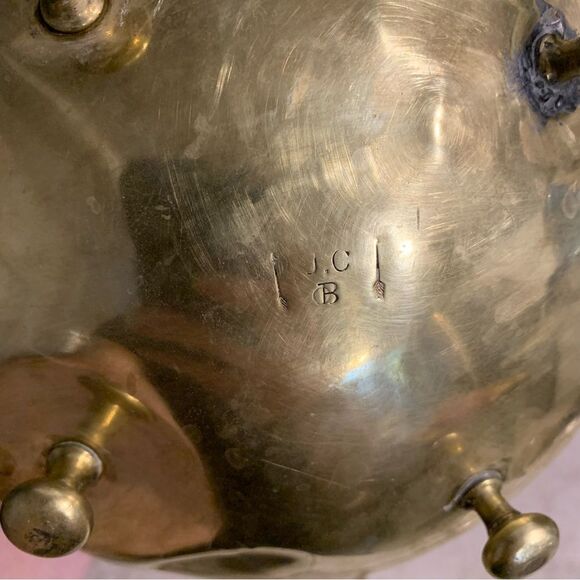 Antique James Clews Birmingham JCB brass tea pot Toddy kettle with stand - Picture 9 of 13